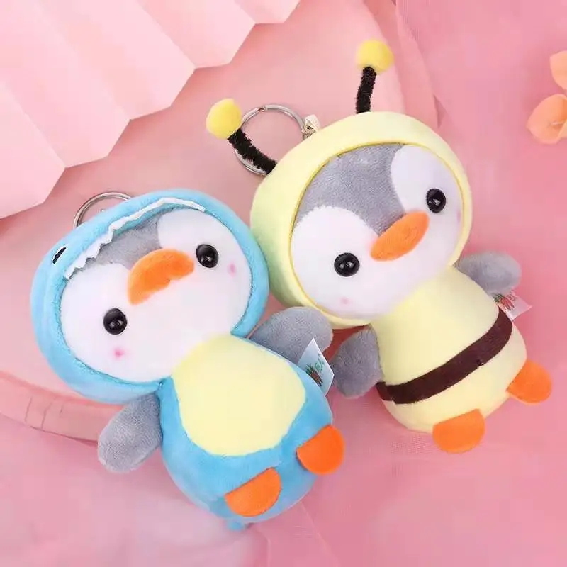 Robe de pingouin en croix, mignon et créatif, pendentif licorne abeille grenouille, porte-clés en peluche douce, poupée apaisante, cadeau de noël intéressant, nouvelle collection