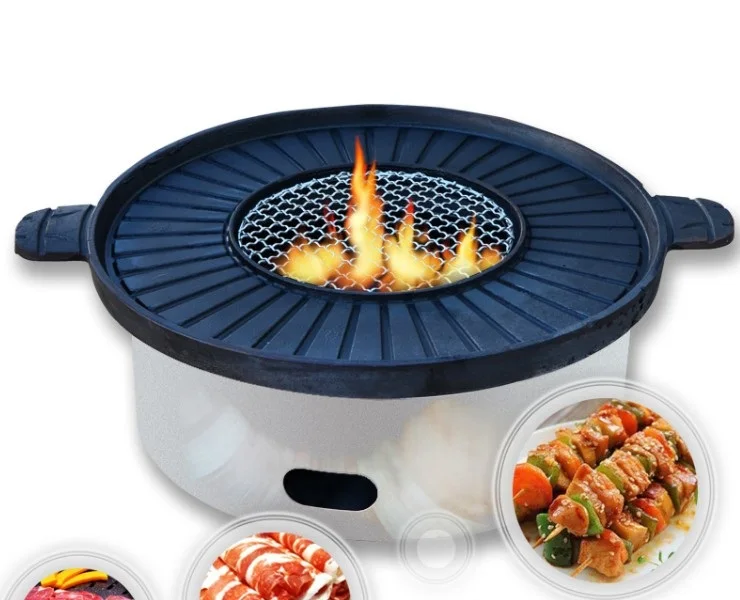 

Multi-purpose cast iron barbecue grill frying baking pan bbq pot fried meat pan teppanyaki 051-6