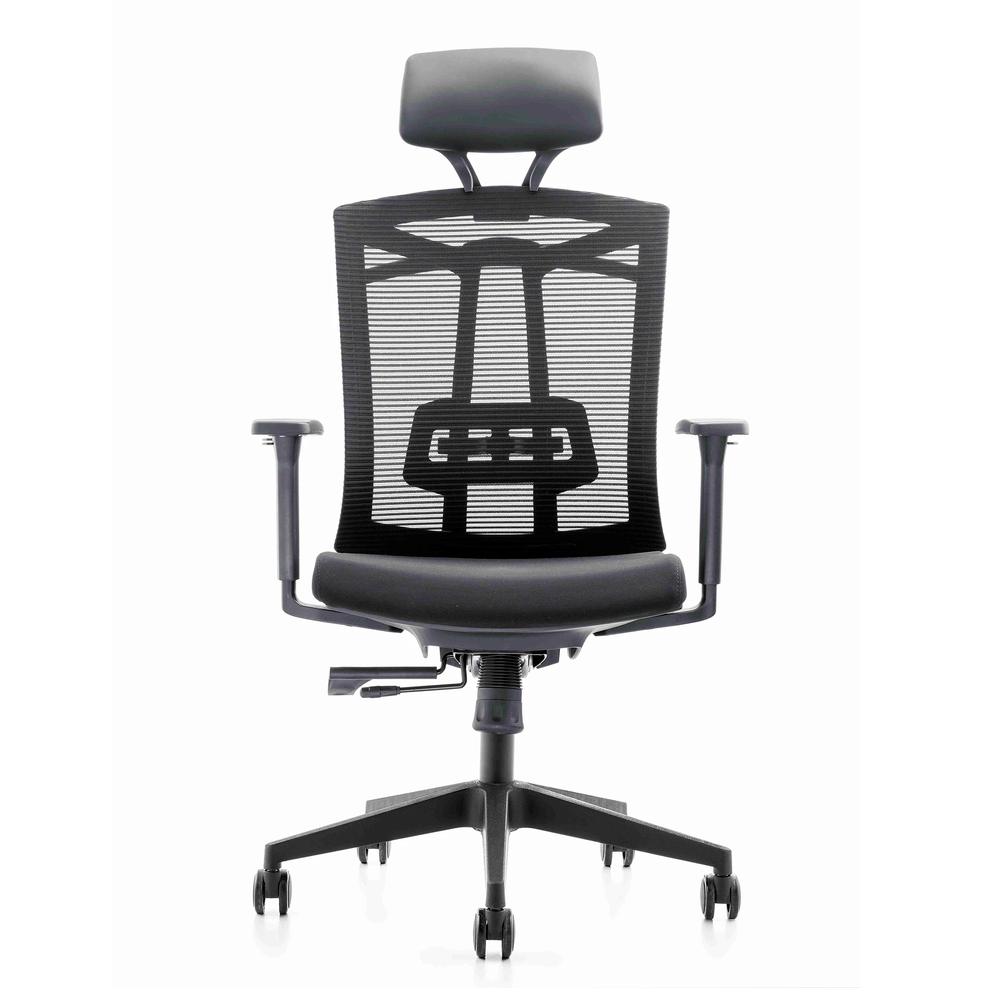 Office Computer Mesh Chair Ergonomic Lifting Swivel Boss Manager Chair Professional 4-Point 2-Line Double-Row Skeleton[US-Stock]