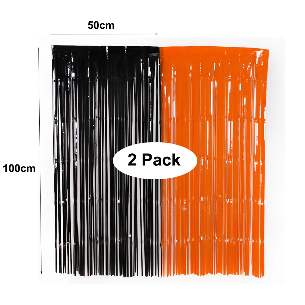 New Halloween Party Curtains Black Orange Party Backdrop Curtain for Halloween Party Decorations Party Photo Zone Curtain Favor