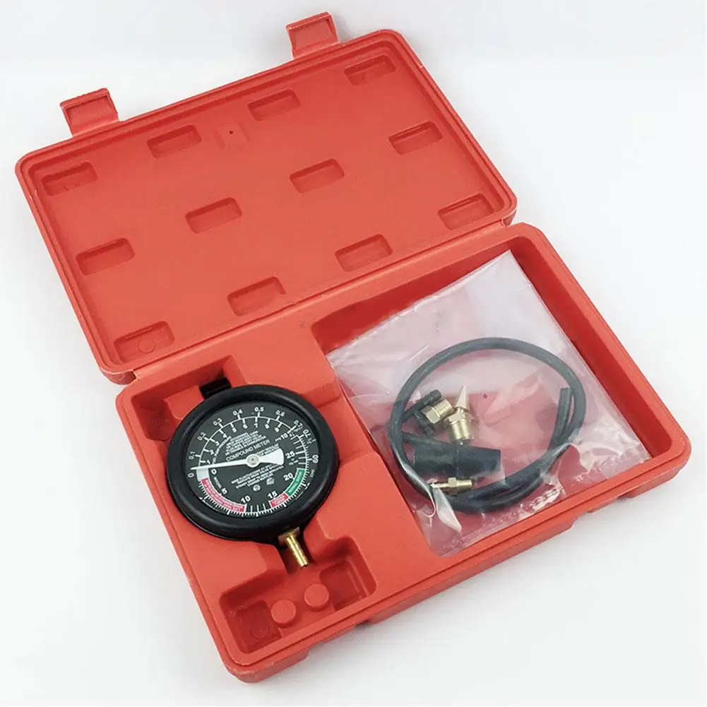 High Precision Car Engine Vacuum Pressure Gauge Tester Meter For Fuel System Vacuum System Sealing Leak Checker Tool Test Kit
