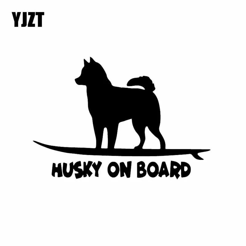 YJZT 15.7X10.8CM Funny Decal Vinyl Husky On Board Dog Car Sticker For Car Window Decor Black/Silver C24-1623