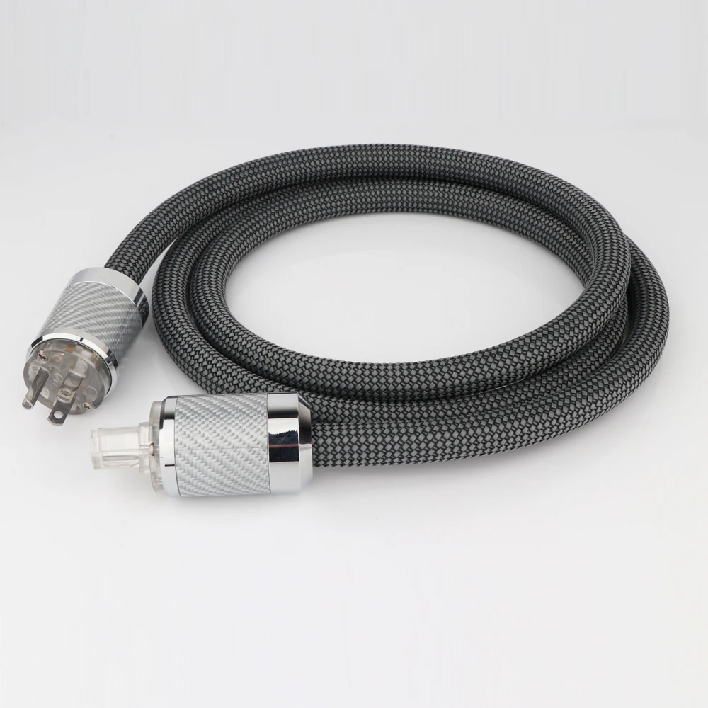 WCF2TR 탄소 섬유 로듐 도금 AC US 전원 플러그가 포함된 하이 엔드 OFC 구리 US AC 전원 케이블