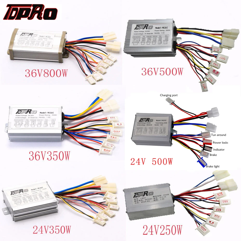 TDPRO 24V/36V 250W/350W/500W/800W Bicycle Brush Motor Speed Controller Box For ATV Go Kart Quad Buggy Pit Bike Scooter