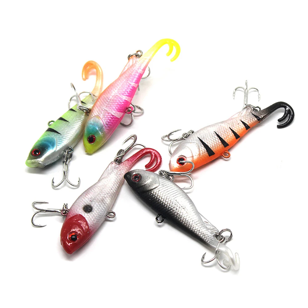 7cm 12.5g Soft Skin Swimbait Vib Ice Fishing Lure Wobbler Pesca artificial  Sink half hard bait Crank Vibration swing tail Jig