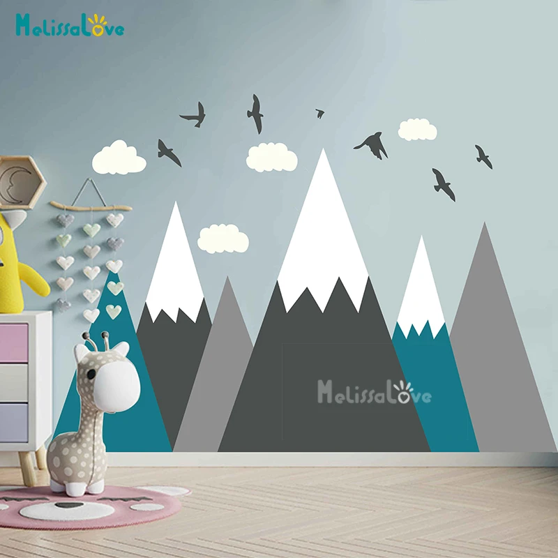 Cartoon Mountains Decal Woodland Wall Sticker Home Decor For Kids Baby Room Princess Room Nursery Decoration BA976