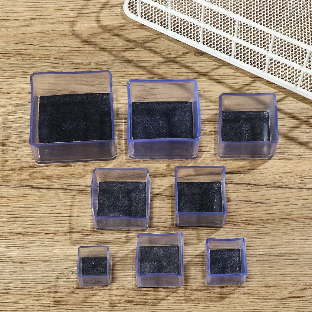 4Pcs Rubber Square Rectangle Floor Protector Pads  Leg Caps Table Foot Dust Cover Socks Pipe Plugs Furniture Leveling Feet