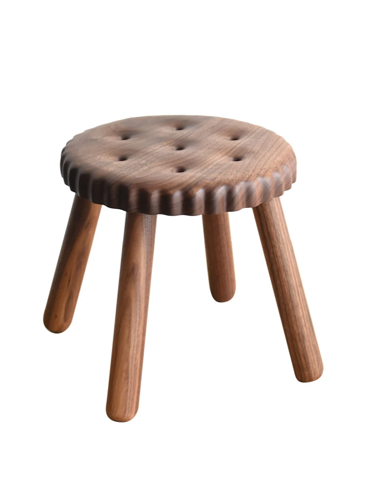 GY Solid Wood Stool Home Children's Low Stool Living Room Door Shoes Changing Small Bench Creative Biscuit round Stool