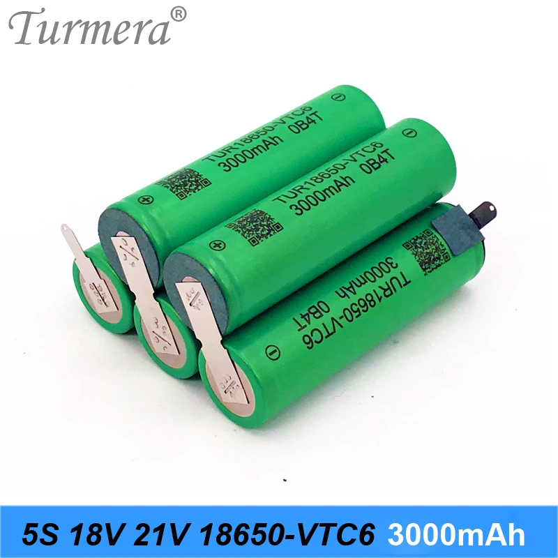 TUR18650VTC6 30A 5s 18650 pack battery 18V 21V 3000mah VTC6 Battery Pack for Screwdriver Batteries or Air Drone Use Customize MA