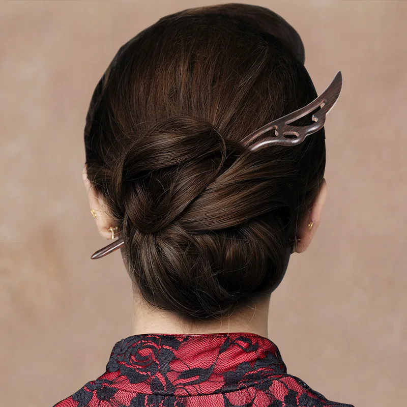 Palitos de pelo tradicionales chinos, horquillas para el pelo de madera tallada, horquilla para el pelo Vintage, palo para picar, tocado para mujer, joyería