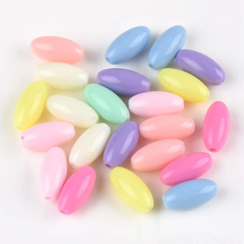 15x7mm Rugby Oval Shape Opaque Acrylic Plastic Loose Beads Wholesale Lot for Jewelry Making DIY Findings 50pcs