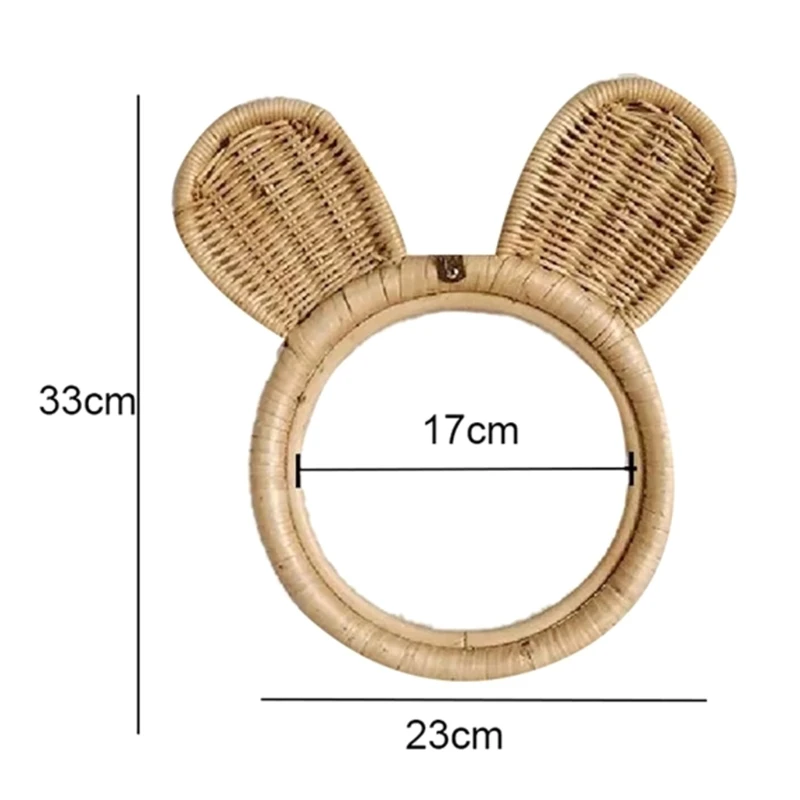 Rattan Art Decoration Monkey Rabbit Ears Makeup Mirror Dressing Wall Hanging Mirrors Bedroom Home Decor