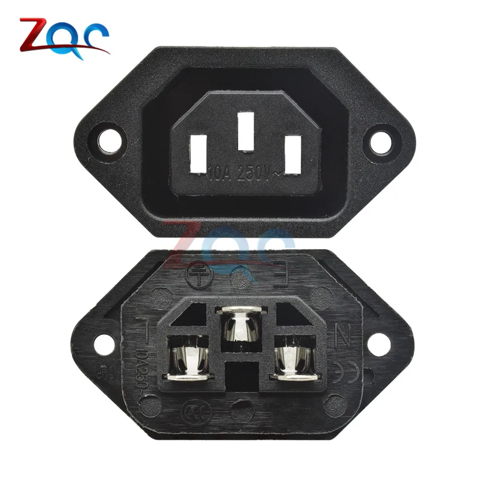 Chassis Female 15A/250V 3PIN 05231 AC IEC C13 C14 Inline Socket Plug Adapter Mains Power Connector Power Supply Output Outlet