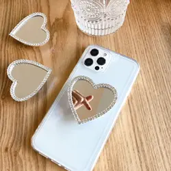 Ins Bling Hearts Mirror Phone Grip per iPhone Samsung Xiaomi Nokia Sony LG Google Motorola Phones supporto per staffa per dito