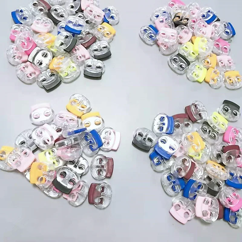 30-100PCS Flat Back Plastic Spring Buttons For Clothing Hat Adjust Decoration Accessories Cord Lock Button Garment Sewing Tools