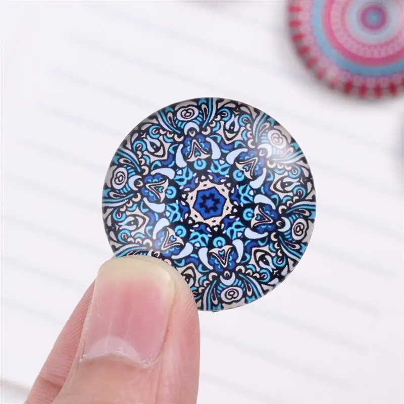 6pcs Mandala Fridge Magnets Glass Refrigerator Magnet Whiteboard Magnets Home Decoration (Random Pattern)