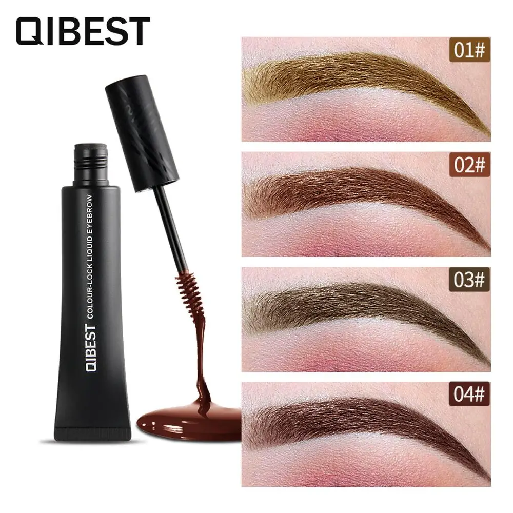 QIBEST 4-color مقاوم للماء طويلة الأمد الحاجب كريم المهنية غير يتلاشى العين تصفيف ماكياج المهنية ماكياج أداة