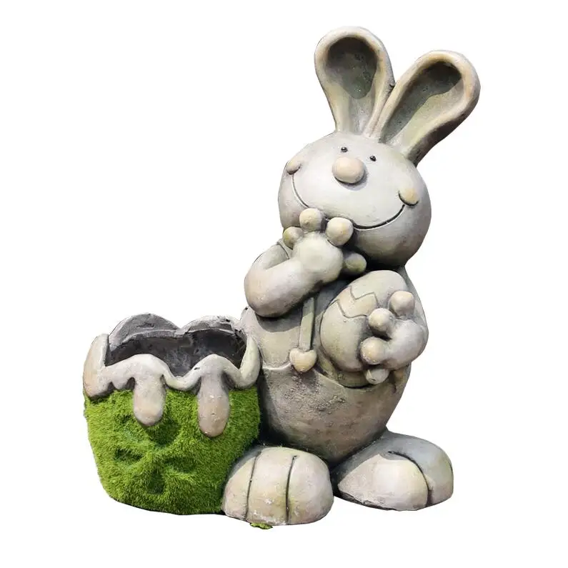 Outdoor Gardening Cute Rabbit Ornaments Cement Succulent Green Plan Flowerpot Decoration Courtyard Garden Furnishing Crafts Art