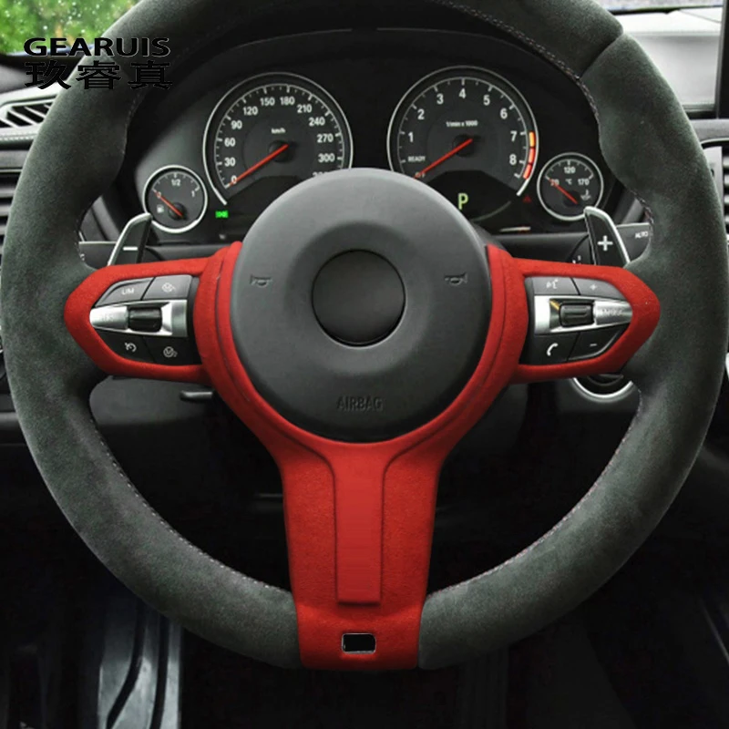 Suede Car Wrapping ABS Car Styling For BMW F20 F21 F32 F33 F06 F12 1 2 3 4 Series X2 Steering Wheel Buttons Frame Cover Stickers