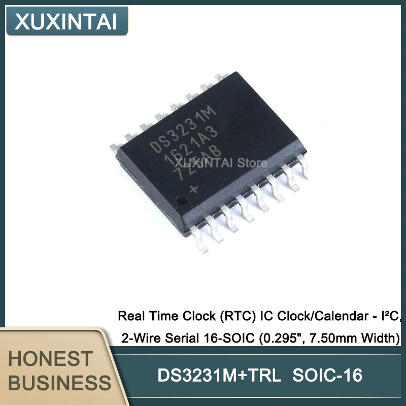 

10Pcs/Lot DS3231M+TRL DS3231M Real Time Clock (RTC) IC Clock/Calendar - I²C, 2-Wire Serial 16-SOIC (0.295", 7.50mm Width)