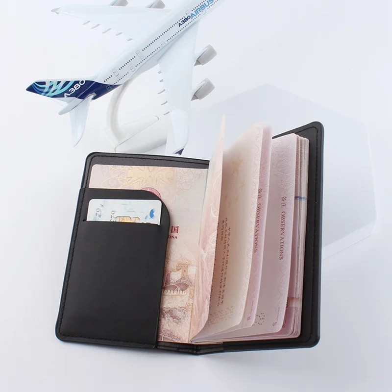 1Pcs Cross-border New Black and White Leather Couple Crown Document Bag Travel Passport Holder PU Passport Book Passport Cover