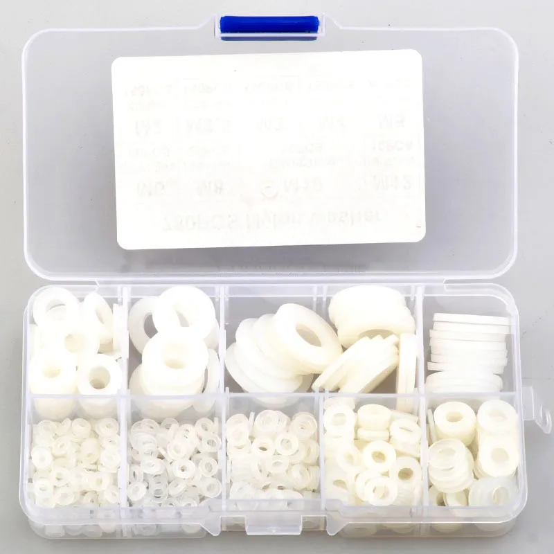 

780pcs White Nylon Flat Washer Gasket Set M2 M2.5 M3 M4 M5 M6 M8 M10 M12 Plastic Sealing O-rings Assortment Kit