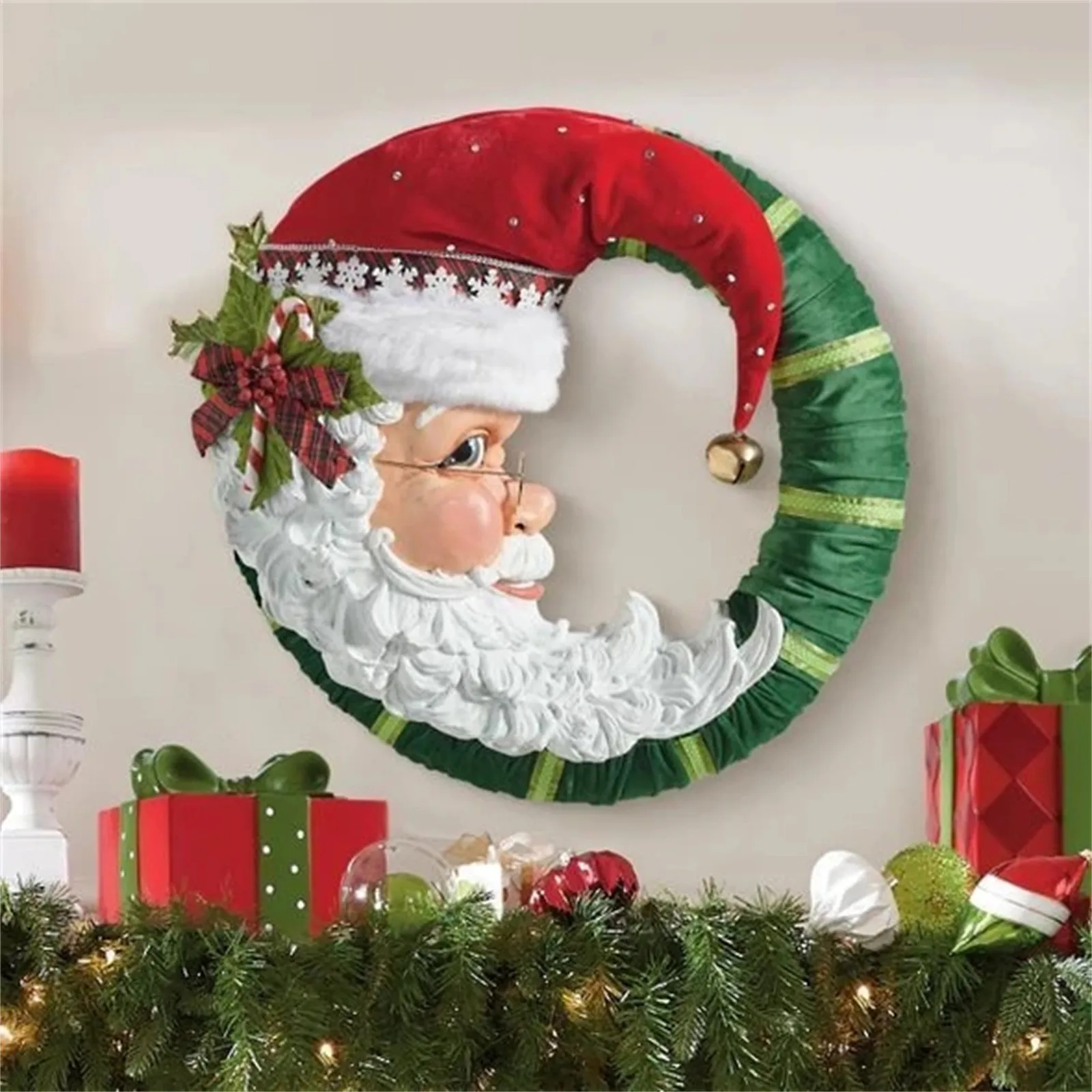 KAKUDER Christmas Jolly Santa Wreath Wall Stickers 20 x 30cm PVC Stickers Window Sticker Decor Mural adesivo de parede Drop Ship