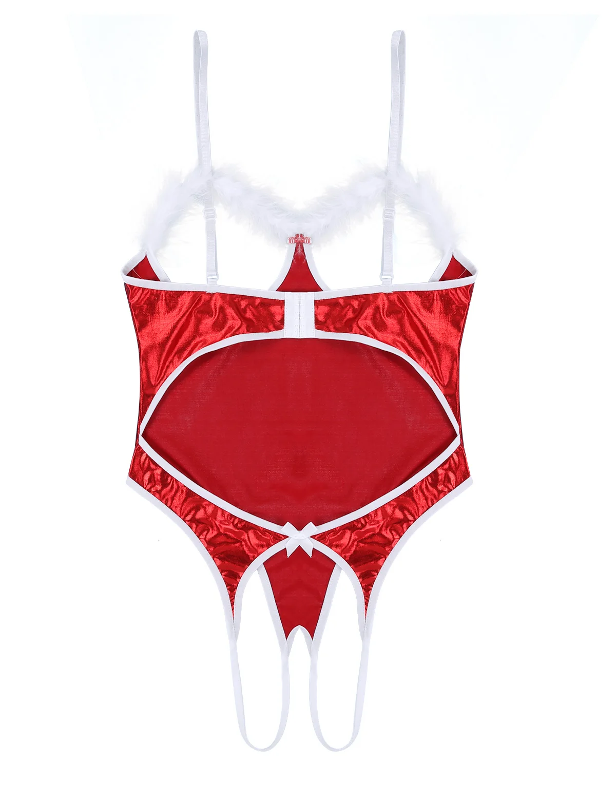 Frauen glänzende metallische Weihnachts kostüm Dessous offene Tasse Schritt ohne Teddy Bodysuit Weihnachten sexy Nachtwäsche Urlaub Party Unterwäsche