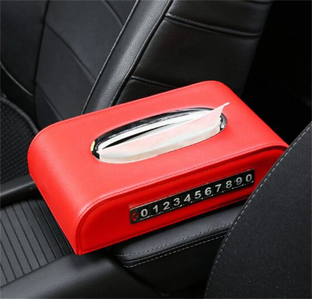 

Universal Car Armrest Tissue Box Holder PU Leather Tissue Box Cover Case For Paper Auto Organizer Accessories