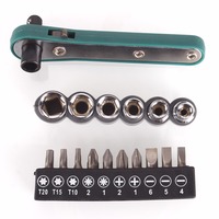 17Pcs/set Mini Rapid Ratchet Wrench 1/4 Screwdriver Rod 6.35 Quick Socket Wrench Tool With Bit  #235209