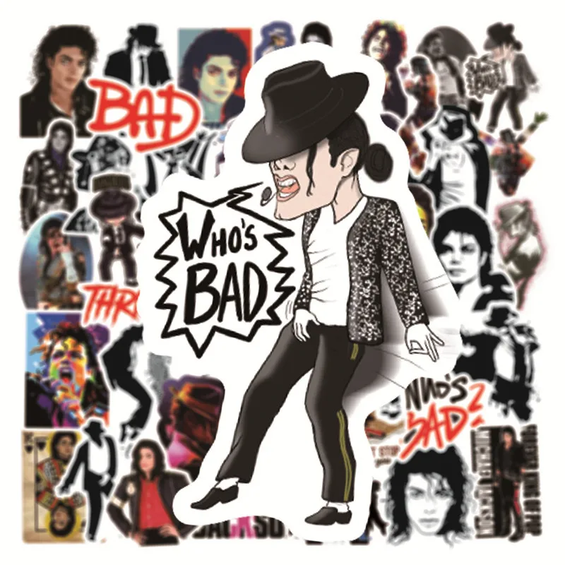 10/30/50pcs Pieces Of Rock Star Michael Jackson Graffiti Cool Helmet Classic Sticker Pvc Waterproof Notebook Trolley Diy