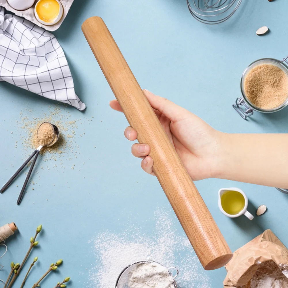 18-inch Rubberwood Rolling Pin Kitchen Dough Roller for Baking Pizza Cookie Dumpling Ravioli Fondant French Rolling Pins Large