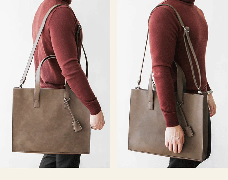 Xiao. P Mode Mannen Hoge Kwaliteit Pu Leer Nieuwe Ontwerp Mode Mannen Grote Capaciteit Tote Bag Horizontale Handtas Schouder tas