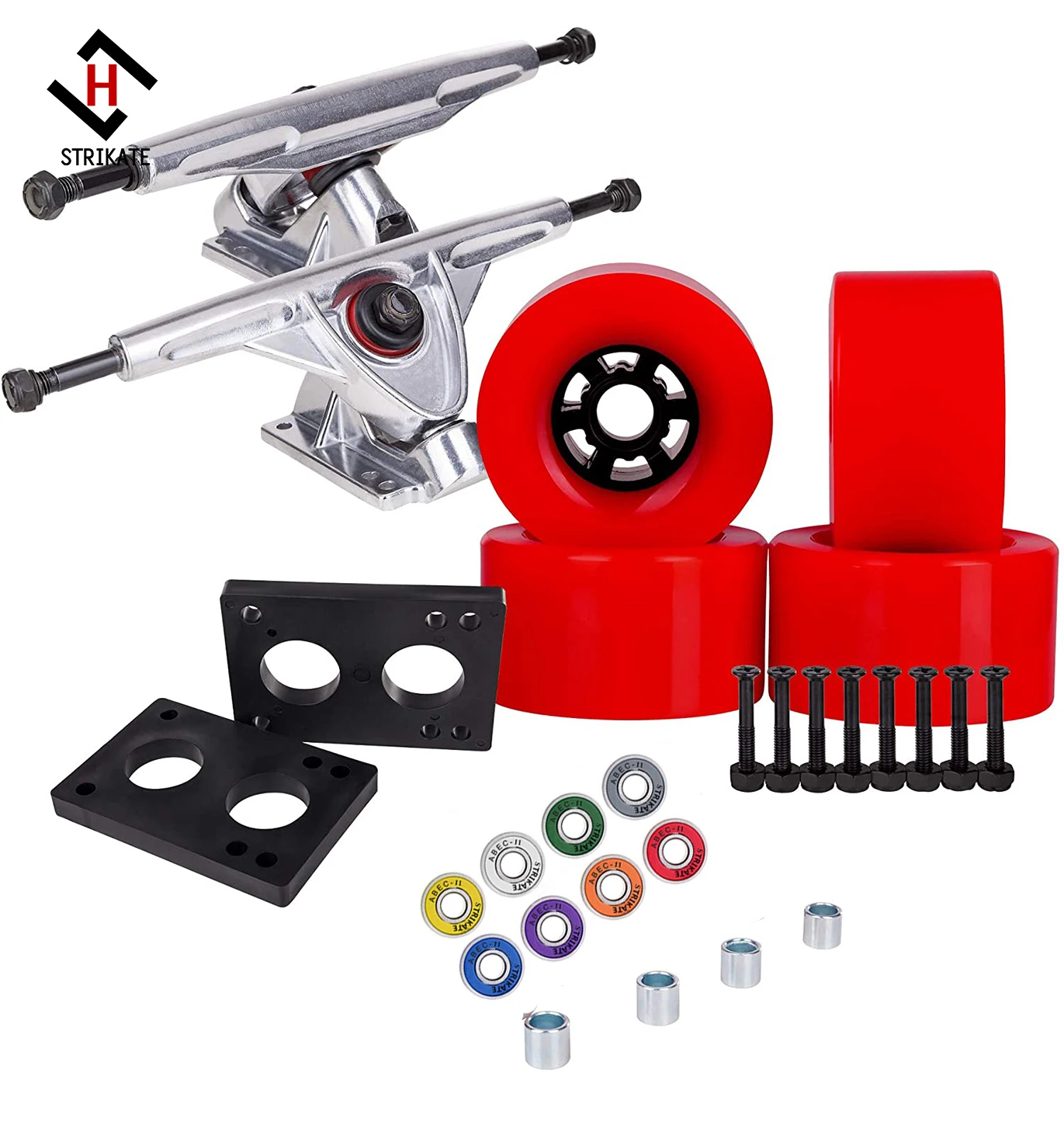 Skateboard Combo Longboard Flywheel and 180 Truck Combo 83mm 78A Cruiser Skateboard Wheels ABEC 9 Bearing