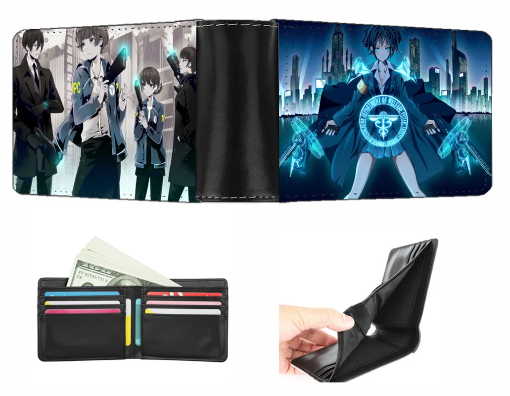 Boys Girls Coin wallet anime Psycho-Pass wallet Men women short wallet teenagers Card Holder PU Short Purse