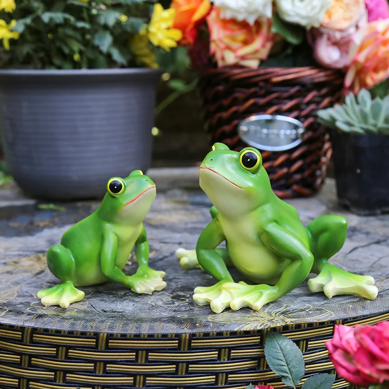 Resin Simulation Frog Model Statue Landscape Bonsai Ornament Courtyard Gardening Decoration Figurine A1866