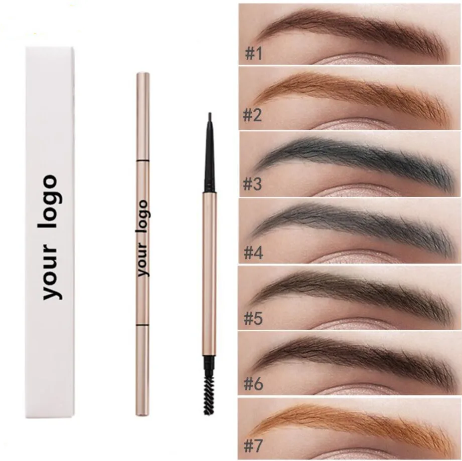 

40pcs Wholesale Gold Eyebrow Pencil Waterproof Lasting Eyes Black Brown Make Rotatable Up Pen Private Label Cosmetics