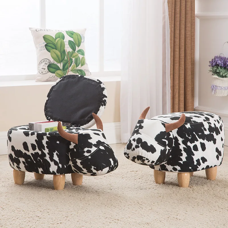 Animal Cartoon Solid Wood Storage Shoe-Changing Stool Home Creative Living Room Cute Door Sofa Stool