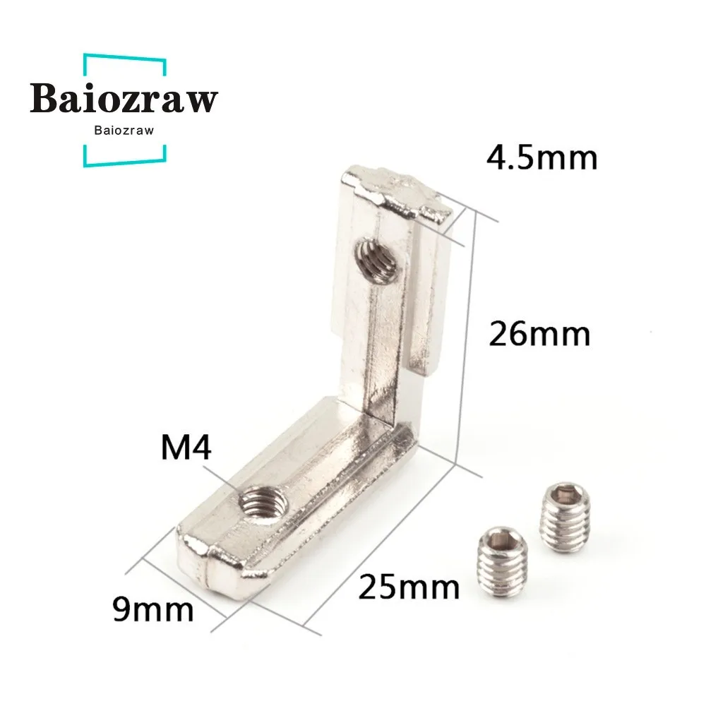 20 30 40 45 Seri Hitam Uni Eropa Bagian Profil Aluminium Standar Baru T-slot L-jenis 90 Derajat 2020 Aluminium Konektor Braket Pengikat