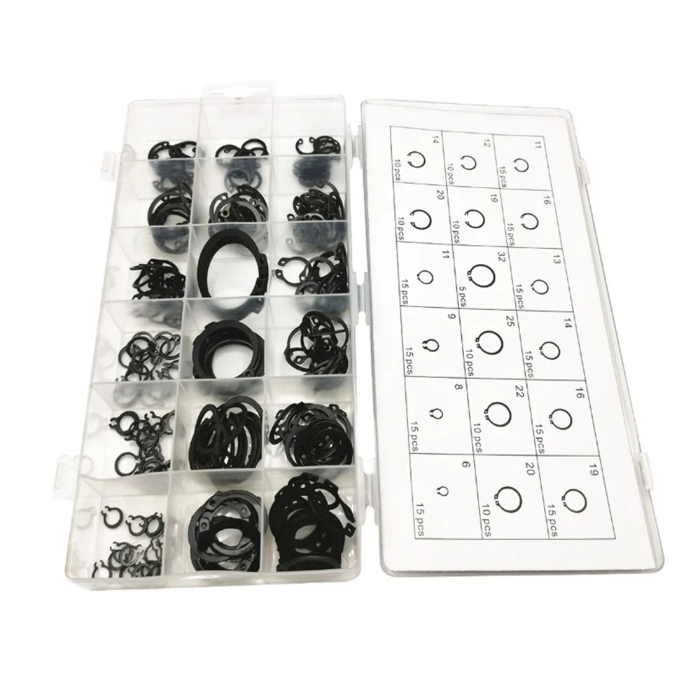 225PCS E-type Circlip External/Internal Retaining Assortment Set holes Shaft Collar Washer