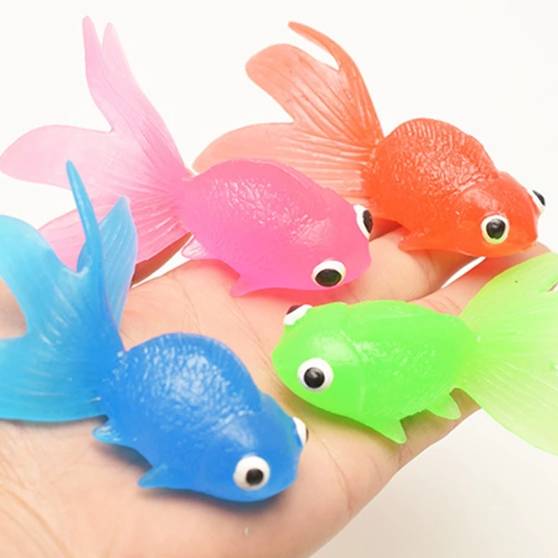 10pcs Rubber Simulation Small Goldfish Gold Fish Kids Decoration Bath Toy