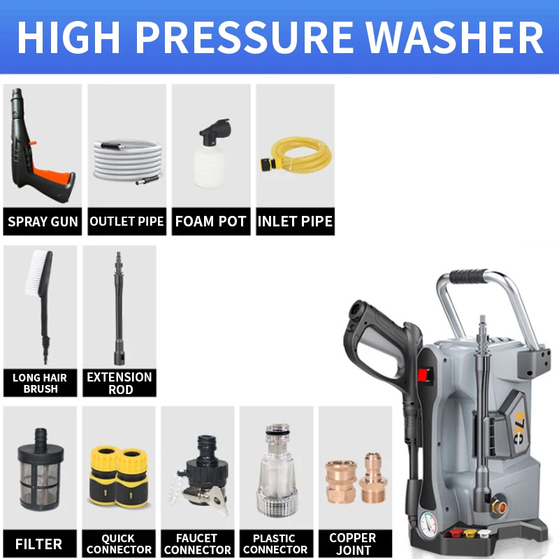 

Car washing machine powerful car washing X700 high pressure water gun car household portable 220V electric water pump brush car