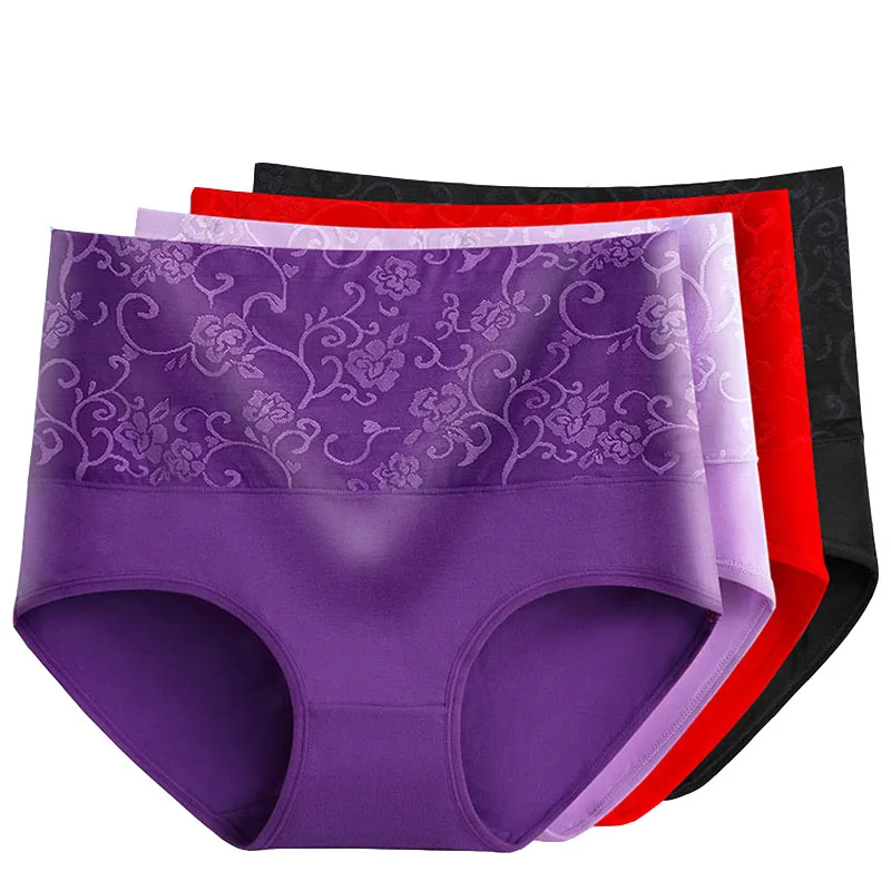 3Pcs Women\'s Panties High Waist Abdominal Seamless Underwear Cotton Sexy Briefs Girls Plus Size Underpant Women Intimates Female