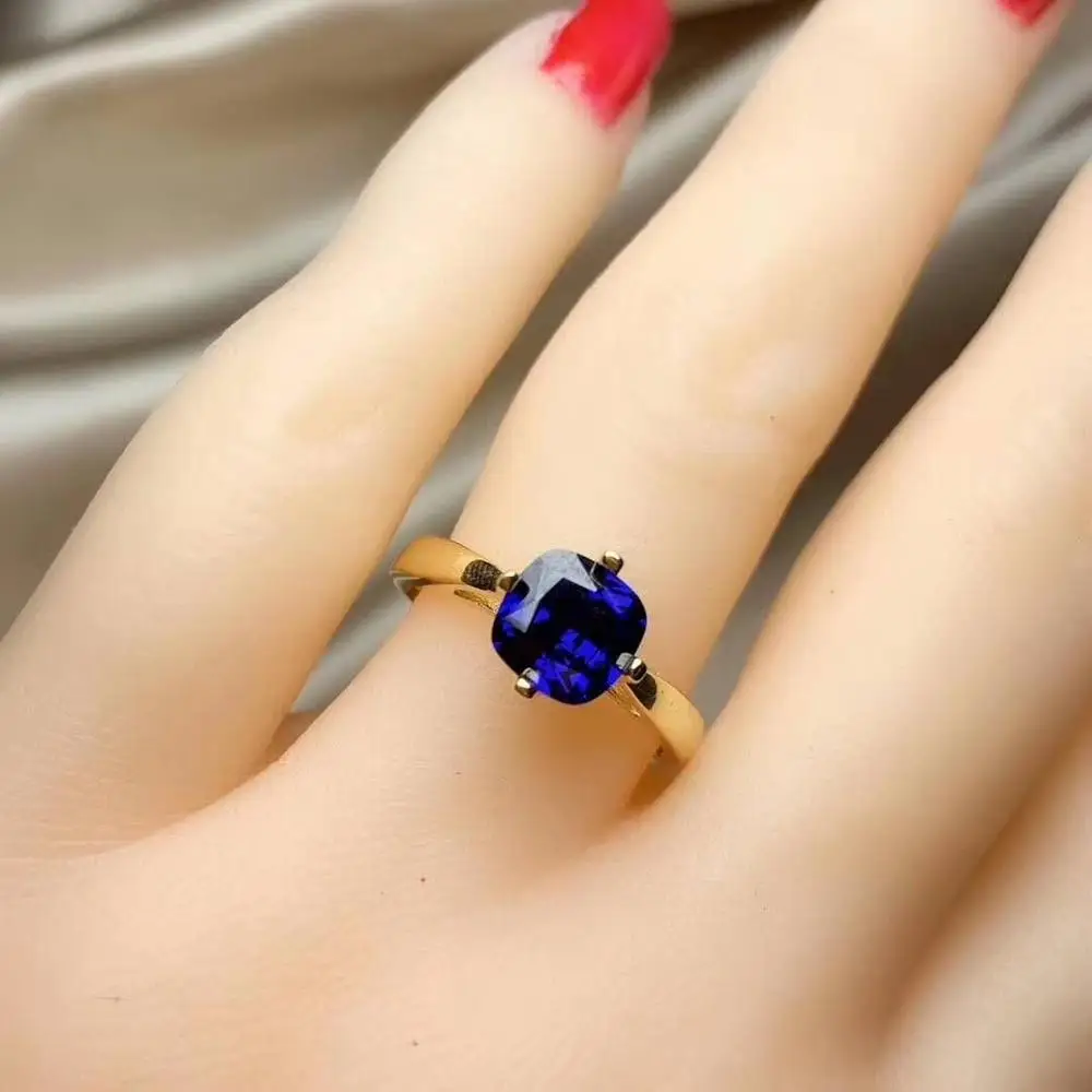 Natural real blue sapphire ring 925 sterling silver Fine handworked jewelry Finger rings