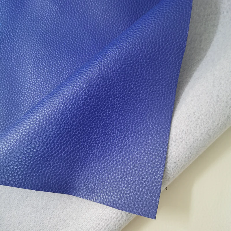 Good Fresh Blue High Density PU Leather Small Leeche Pattern Faux Real Leather Fabric Sewing Sofa DIY Bag/Sofa Material