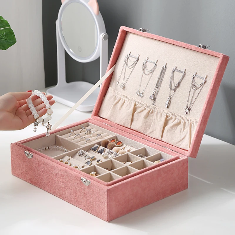 

Jewelry Box Earrings Storage Box Earrings Jewelry Box Net Red Ins Jewelry Box Necklace Ring Large Capacity Storage Box