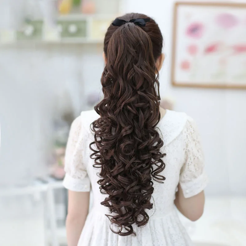 SHANGKE-Sintético Kinky Curly Clip-In Ponytail Extensão Do Cabelo, Resistente Ao Calor, Pony Tail, Cabelo Falso, Rabo De Cavalo Colorido, Cabelo