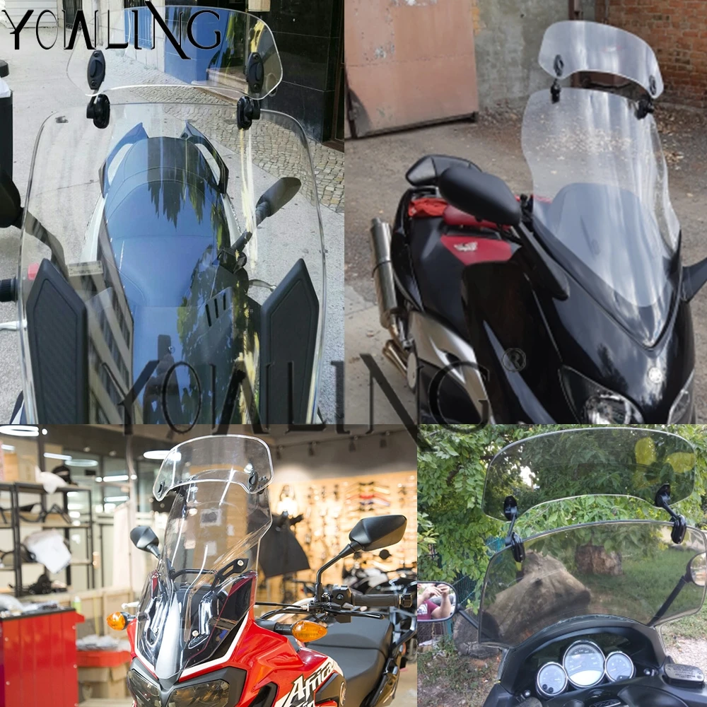 Transparent Motorcycle Risen Adjustable Wind Screen Windshield Spoiler Air Deflector For Honda BMW R1250GS KAWASAKI YAMAHA TMAX