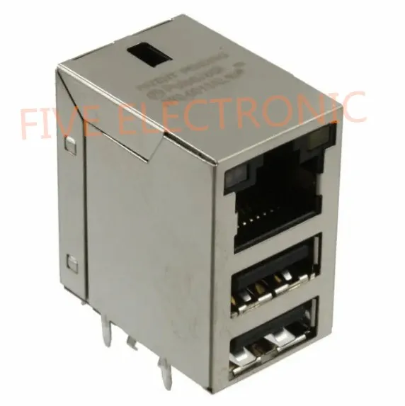 JW0-0013 1 Port RJ45 with USB A, Dual Magjack Connector Through Hole 10/100/1000 Base-TX, AutoMDIX JW0-0013NL