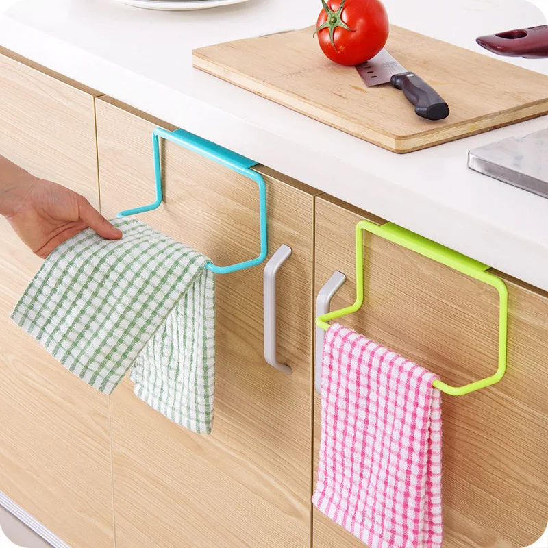 Kitchen Organizer Towel Rack Over Door Hanging Holder Bathroom Cabinet Cupboard Hanger Shelf For Kitchen Supplies Accessories